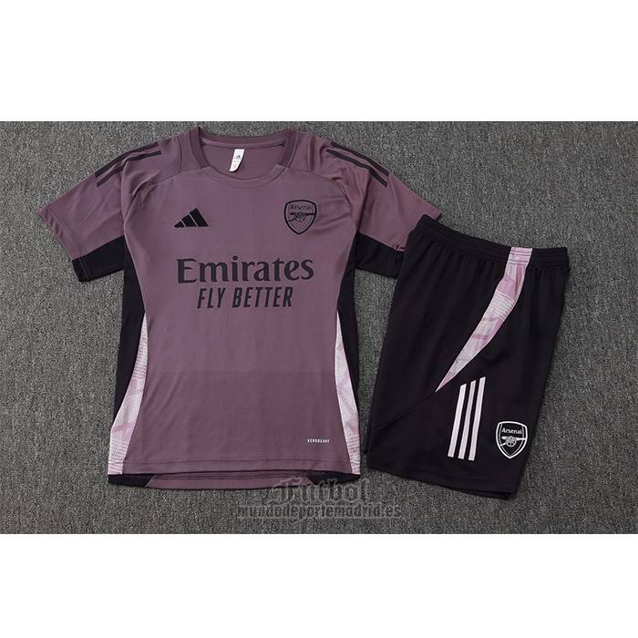 Chandal del Arsenal Manga Corta 2024-2025 Gris Purpura - Pantalon Corto